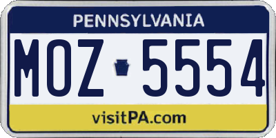 PA license plate MOZ5554