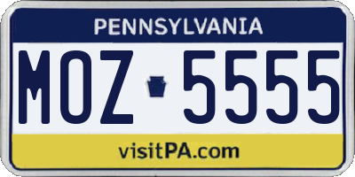 PA license plate MOZ5555