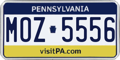 PA license plate MOZ5556