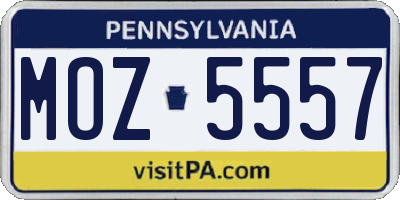 PA license plate MOZ5557