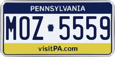 PA license plate MOZ5559
