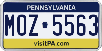PA license plate MOZ5563