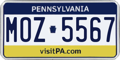 PA license plate MOZ5567