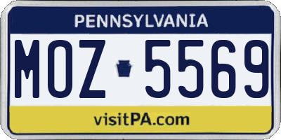 PA license plate MOZ5569