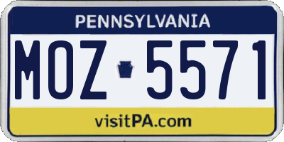 PA license plate MOZ5571