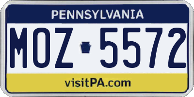 PA license plate MOZ5572