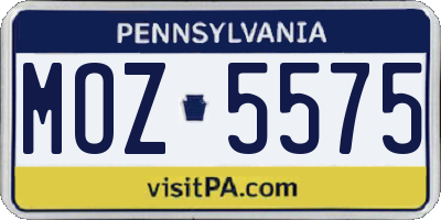 PA license plate MOZ5575