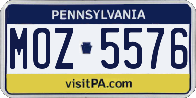 PA license plate MOZ5576
