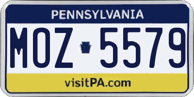 PA license plate MOZ5579