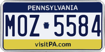 PA license plate MOZ5584