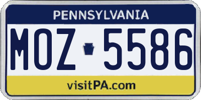 PA license plate MOZ5586