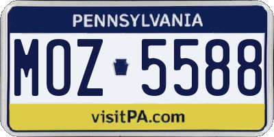 PA license plate MOZ5588