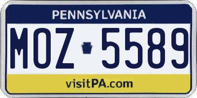 PA license plate MOZ5589