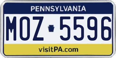 PA license plate MOZ5596