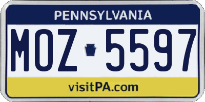 PA license plate MOZ5597