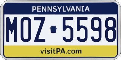 PA license plate MOZ5598