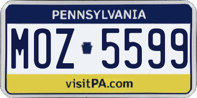 PA license plate MOZ5599