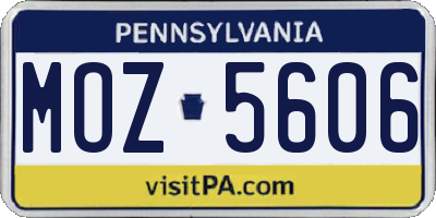 PA license plate MOZ5606