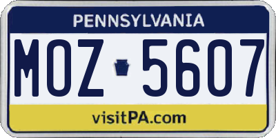 PA license plate MOZ5607