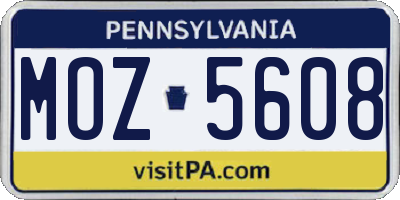 PA license plate MOZ5608
