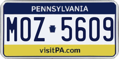 PA license plate MOZ5609