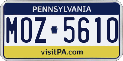 PA license plate MOZ5610