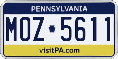 PA license plate MOZ5611