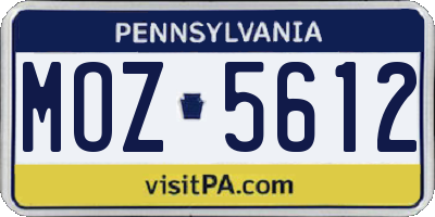 PA license plate MOZ5612