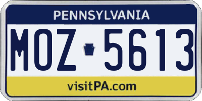 PA license plate MOZ5613