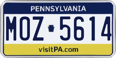 PA license plate MOZ5614