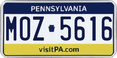 PA license plate MOZ5616