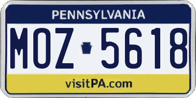PA license plate MOZ5618