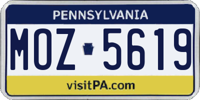PA license plate MOZ5619
