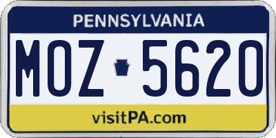 PA license plate MOZ5620