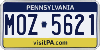 PA license plate MOZ5621