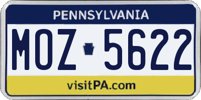 PA license plate MOZ5622
