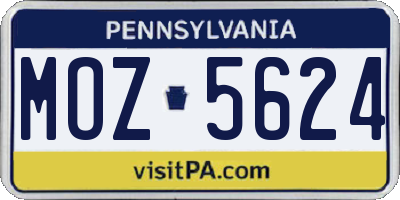 PA license plate MOZ5624