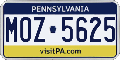 PA license plate MOZ5625
