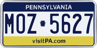 PA license plate MOZ5627
