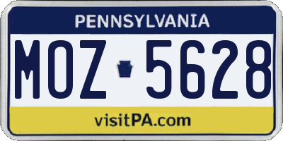 PA license plate MOZ5628