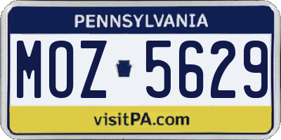 PA license plate MOZ5629