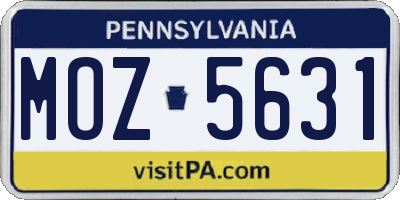PA license plate MOZ5631