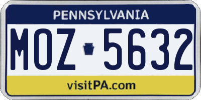 PA license plate MOZ5632