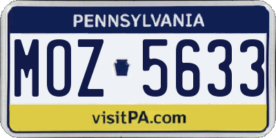 PA license plate MOZ5633