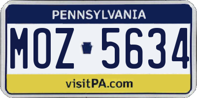 PA license plate MOZ5634