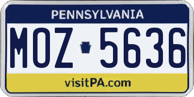 PA license plate MOZ5636