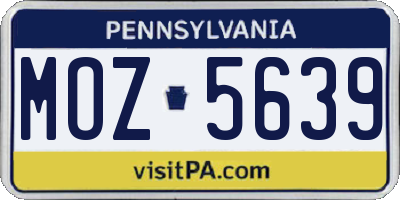 PA license plate MOZ5639