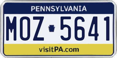 PA license plate MOZ5641