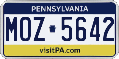 PA license plate MOZ5642