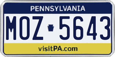 PA license plate MOZ5643